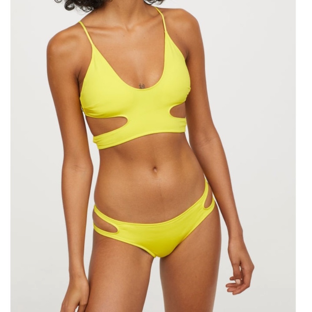 H&M yellow cut out bikini set